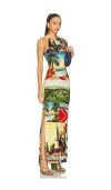 Alice And Olivia Pania Racer Neck Maxi Dress Island Dreams In Multi
