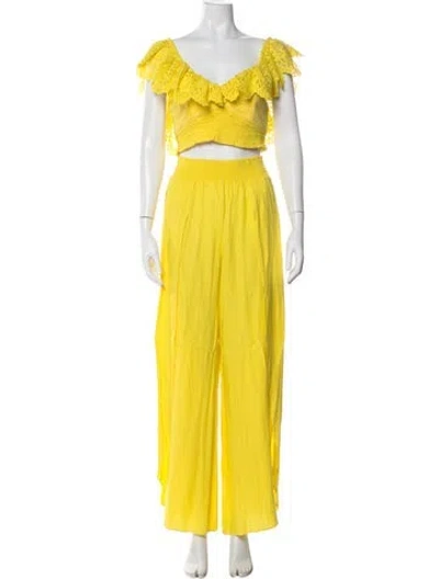 Pre-owned Alice And Olivia Pant Set In Yellow