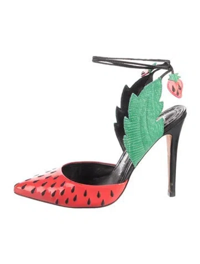 Pre-owned Alice And Olivia Patent Leather Printed Pumps In Black/green/red