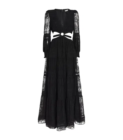 Alice And Olivia Patricia Tiered Maxi Dress In Black
