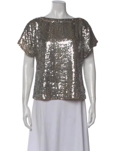 Pre-owned Alice And Olivia Patterned Bateau Neckline Top In Multi