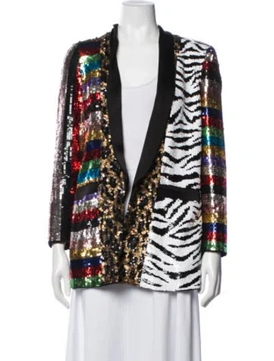 Pre-owned Alice And Olivia Patterned Blazer In Black