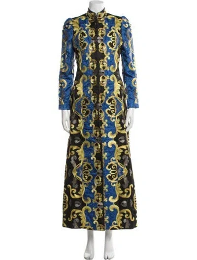 Pre-owned Alice And Olivia Patterned Coat W/ Tags In Black/blue/yellow