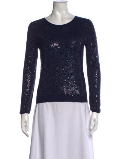 Pre-owned Alice And Olivia Patterned Crew Neck Sweater In Blue