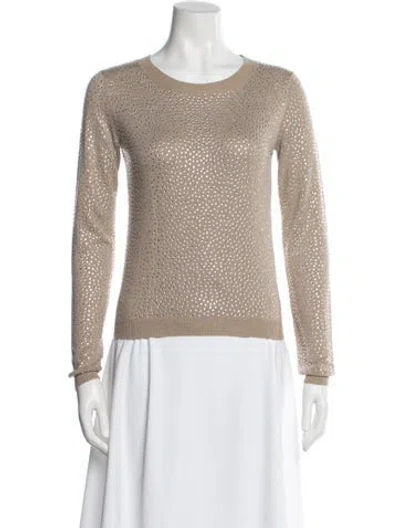Pre-owned Alice And Olivia Patterned Crew Neck Sweater In Brown