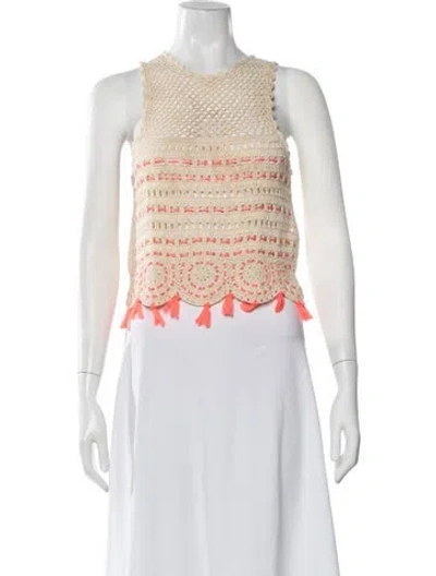 Pre-owned Alice And Olivia Patterned Crew Neck Sweater In Neutral