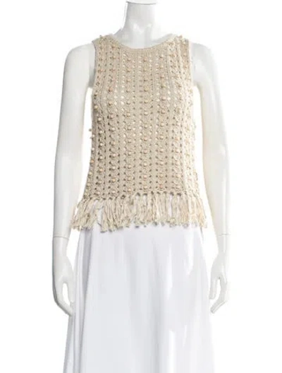 Pre-owned Alice And Olivia Patterned Crew Neck Sweater In Neutral