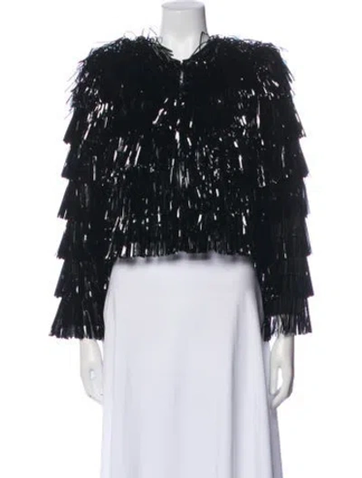 Pre-owned Alice And Olivia Patterned Evening Jacket W/ Tags In Black