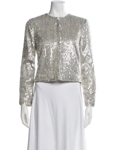 Pre-owned Alice And Olivia Patterned Evening Jacket W/ Tags In Silver