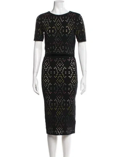 Pre-owned Alice And Olivia Patterned Eyelet Trim Skirt Set In Black