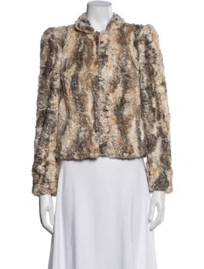 Pre-owned Alice And Olivia Patterned Faux Fur Jacket In Neutral