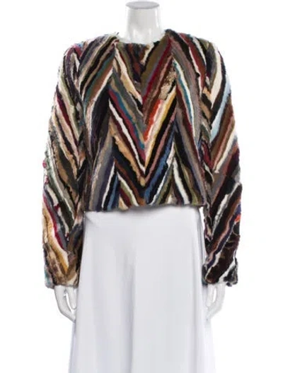 Pre-owned Alice And Olivia Patterned Fur Jacket In Multicolor
