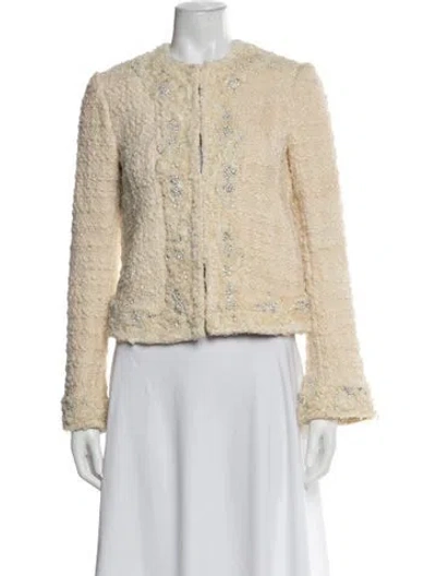 Pre-owned Alice And Olivia Patterned Jacket In White