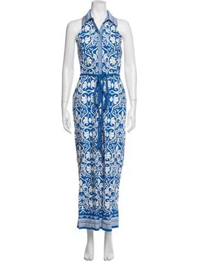Pre-owned Alice And Olivia Patterned Jumpsuit In Blue
