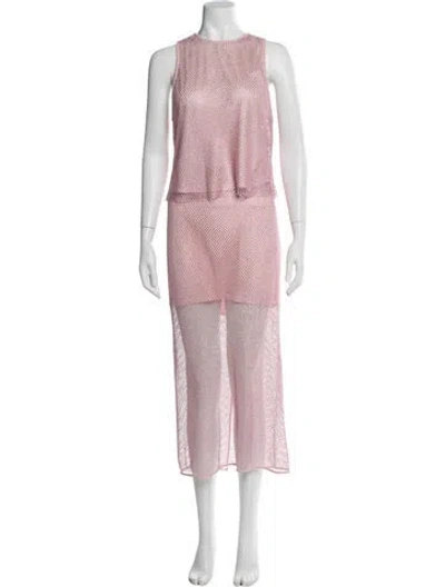 Pre-owned Alice And Olivia Patterned Mesh Accents Skirt Set In Pink