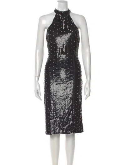 Pre-owned Alice And Olivia Patterned Midi Length Dress In Black