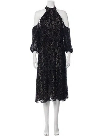 Pre-owned Alice And Olivia Patterned Midi Length Dress In Black