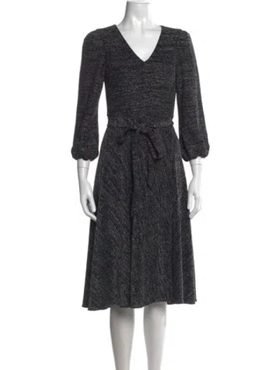 Pre-owned Alice And Olivia Patterned Midi Length Dress In Black/metallic