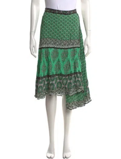 Pre-owned Alice And Olivia Patterned Midi Length Skirt In Green