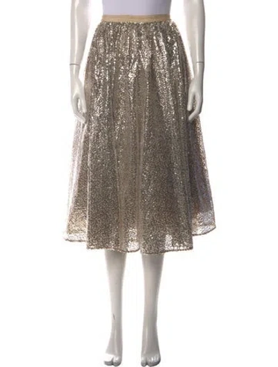 Pre-owned Alice And Olivia Patterned Midi Length Skirt In Metallic/silver