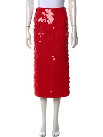 Pre-owned Alice And Olivia Patterned Midi Length Skirt In Red