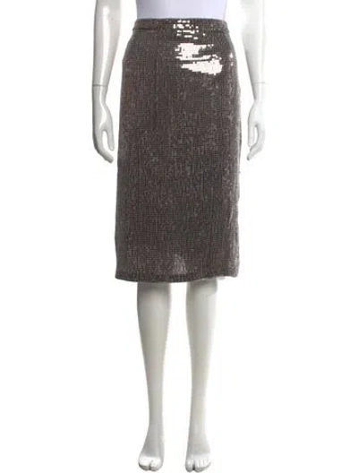 Pre-owned Alice And Olivia Patterned Midi Length Skirt W/ Tags In Gray