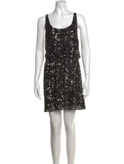 Pre-owned Alice And Olivia Patterned Mini Dress In Black/metallic