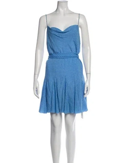 Pre-owned Alice And Olivia Patterned Mini Dress In Blue