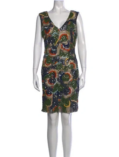 Pre-owned Alice And Olivia Patterned Mini Dress In Blue