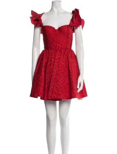 Pre-owned Alice And Olivia Patterned Mini Dress In Red