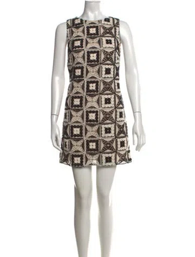 Pre-owned Alice And Olivia Patterned Mini Dress W/ Tags In Black/gold/white