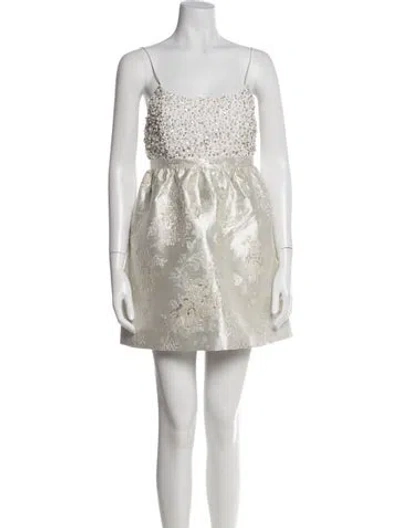 Pre-owned Alice And Olivia Patterned Mini Dress In White