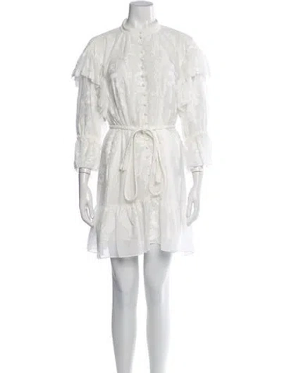 Pre-owned Alice And Olivia Patterned Mini Dress In White