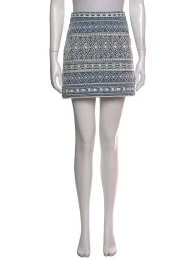 Pre-owned Alice And Olivia Patterned Mini Skirt In Blue