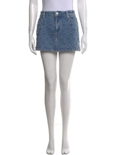 Pre-owned Alice And Olivia Patterned Mini Skirt In Blue