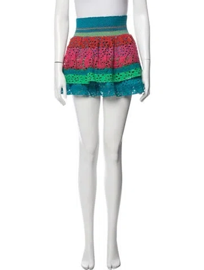 Pre-owned Alice And Olivia Patterned Mini Skirt In Blue