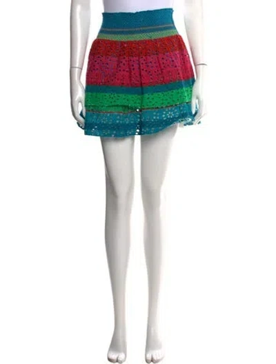 Pre-owned Alice And Olivia Patterned Mini Skirt In Blue