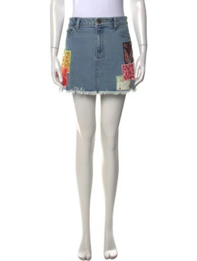 Pre-owned Alice And Olivia Patterned Mini Skirt In Blue