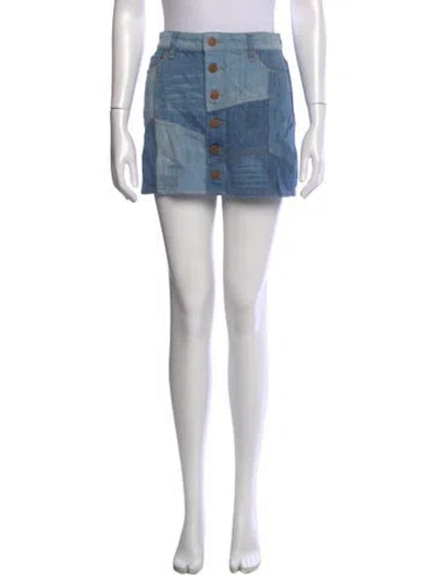 Pre-owned Alice And Olivia Patterned Mini Skirt In Blue