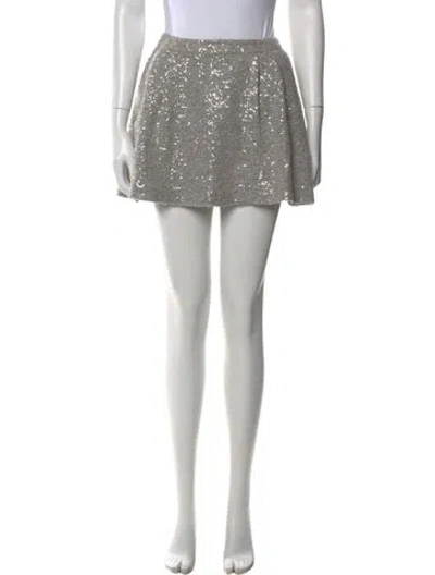 Pre-owned Alice And Olivia Patterned Mini Skirt In Gray