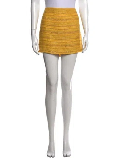 Pre-owned Alice And Olivia Patterned Mini Skirt In Metallic/yellow