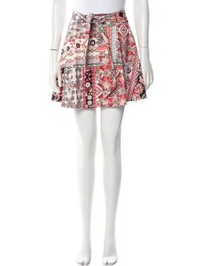 Pre-owned Alice And Olivia Patterned Mini Skirt In White