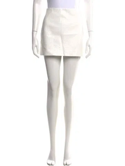 Pre-owned Alice And Olivia Patterned Mini Skirt In White