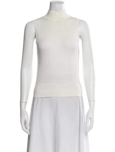 Pre-owned Alice And Olivia Patterned Mock Neck Top In White