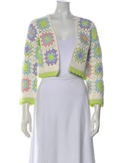 Pre-owned Alice + Olivia Patterned Open Front Sweater In Neutral