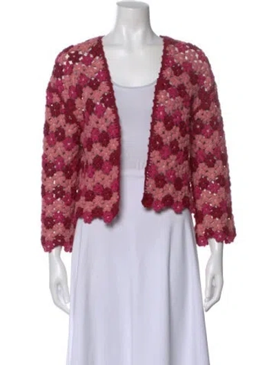 Pre-owned Alice And Olivia Patterned Open Front Sweater In Red
