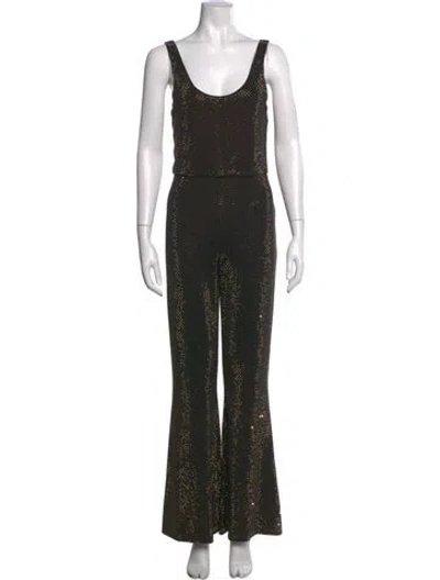 Pre-owned Alice And Olivia Patterned Scoop Neck Jumpsuit In Black