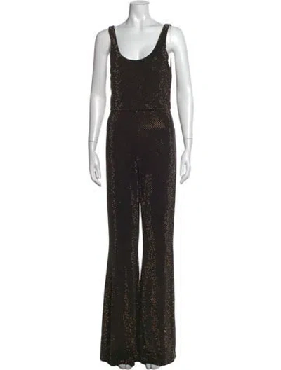 Pre-owned Alice And Olivia Patterned Scoop Neck Jumpsuit W/ Tags In Black