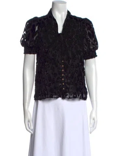 Pre-owned Alice And Olivia Patterned Short Sleeve Blouse In Multi