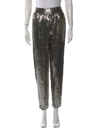 Pre-owned Alice And Olivia Patterned Straight Leg Pants In Gold